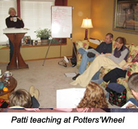 patti teaching at potter's wheel